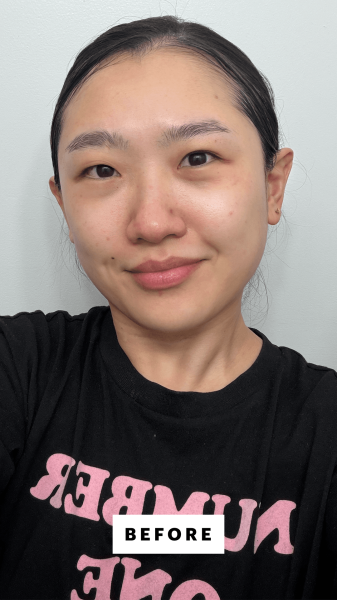 Han before applying the Innisfree Retinol Green Tea PDRN Firming Serum