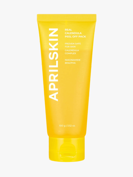 Aprilskin Peel Off Calendula Mask in branded tube component on a light gray background